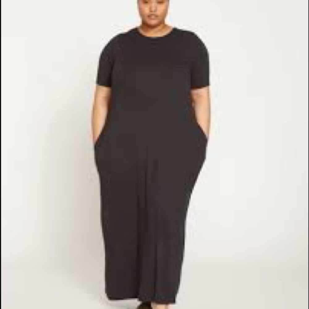 Universal Standard Manhattan Black Short Sleeve Maxi Dress Size 10/12 (XS)
